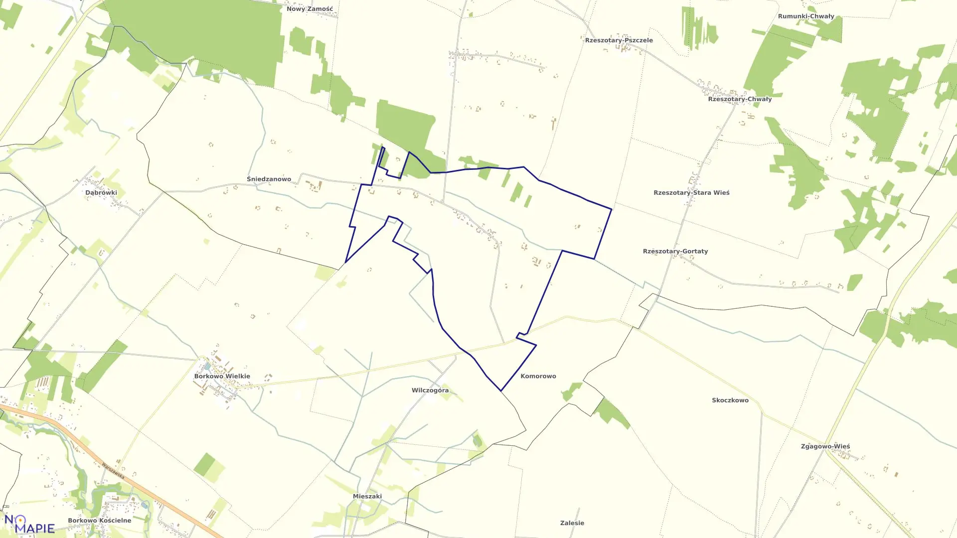 Mapa obrębu KUSKI w gminie Rościszewo